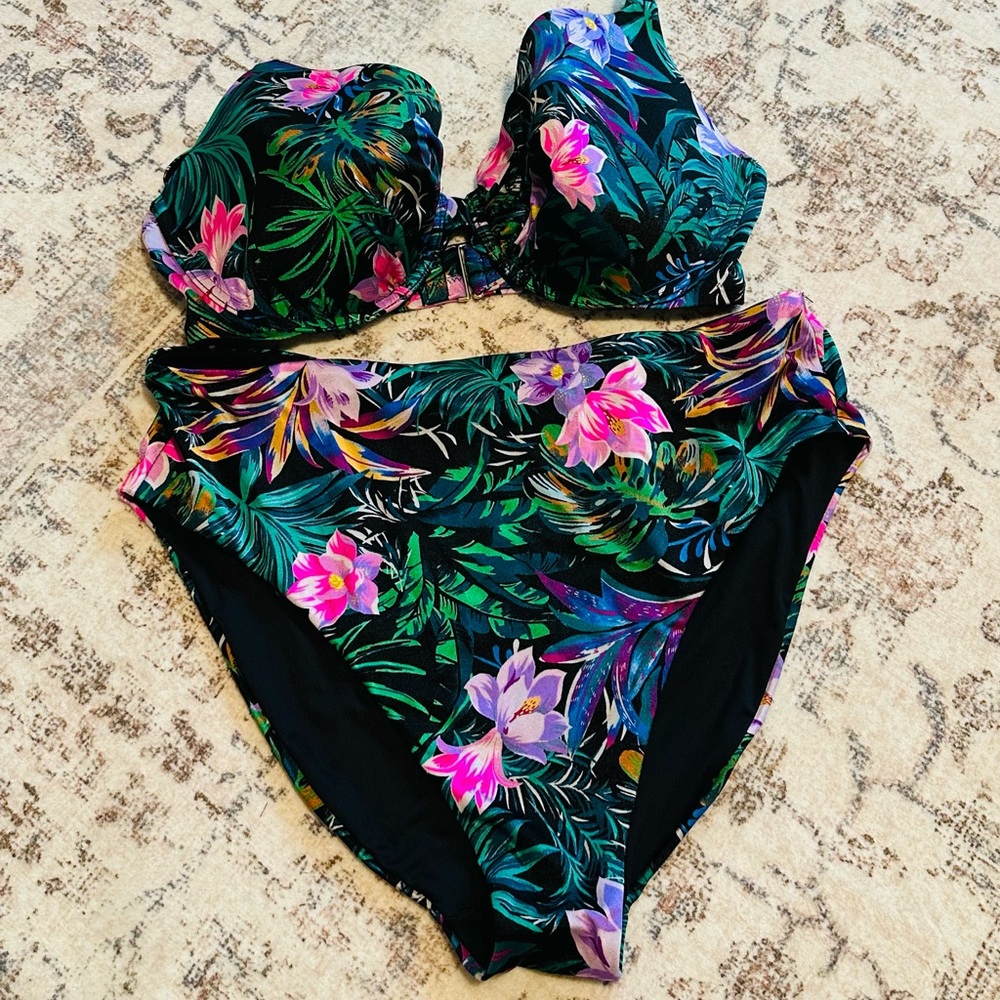 Victoria's Secret Pink and Green Tropical Bikini